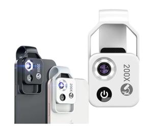 Jvhoo Nanozoom 200x Macro Zoom Lens, CPL Lens, LED Light, Universal Clip (White)