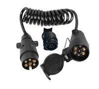 JVJ 2.0 m 7 Pin Trailer Extension Cable Lead Trailer Adapter With Extra 7 to 13 pin Converter Plug and Socket Light Board Coiled Towing Plug For Car Trailer Caravan Motorhome Truck Electrics
