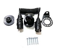 JVJ 7Pin to 7Pin 2.0 m Coiled Trailer Extension Cable Lead With 7Pin Socket and mount Trailer Adapter For Car Trailer Caravan Motorhome Towing Caravan Truck Electrical Wiring Cable Connector