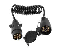 JVJ Trailer Extension Cable Lead Trailer Adapter 7-7 Pin 2.0 Meter Male to Female Light Board Coiled Towing Adapter Plug For Car Trailer Caravan Motorhome Truck