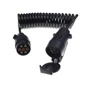JVJ Trailer Extension Cable Lead Trailer Adapter 7 to 7 Pin Plug Socket Male to Female Light Board Coiled Towing Adapter Plug 3.0 Meter For Car Trailer Caravan Motorhome Truck