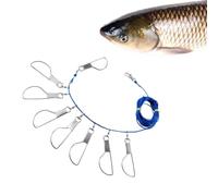 Jvjggag Fish Stringer Stainless Steel Heavy-Duty Rustproof Holder Clip | Trout Salmon Stringer Rope Ring Link for Lake, River, Boat, Dock, Shore, Bank, Stream, Pond, Pier