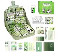 Jvjggag Panda Stationery Set, Cute School Supplies, Canvas Learning Kit, Notebook Pencil Case Stickers Pens Keychain, Soft Canvas Material, Fun Study Gift for Students Girls Boys Teens