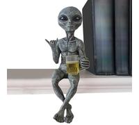 Jvjggag Resin Alien Decor, Funny Beer Statue Ornament Set, Small Desktop Figure With Craft Feature, Resin Collectible Material, Alien Figurine With Novelty Design, Home Desk Decoration