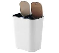 Jvjggag Two Compartment Trash Can - 18L Recycling & Waste Bin with Shove Button Lids | Double Garbage Container for Kitchen Bathroom Patio Garden Camping Laundry Dining Room Outdoor Use
