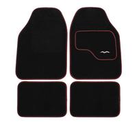 JVL 01-929RD Universal PVC Backed Carpet Car Mat Style Set, Black/Red, 4 Pieces