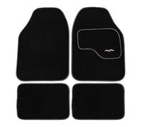 JVL 01-929SI Universal PVC Backed Carpet Car Mat Style Set, Black/Silver, 4-Pieces