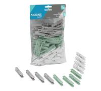 JVL 100 Pack Plastic Clothes Pegs - Bulk Washing Line Laundry Pegs - Assorted Colours