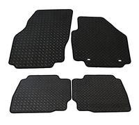JVL 1097R Fully Tailored Rubber Car Mat Set with 2 Oval Clips - 4 Pieces, Black