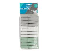 JVL 12 Pack Large Plastic Clothes Pegs - Strong Laundry Washing Line Pegs - Assorted Colours