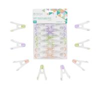 JVL 12 Pack Soft Touch Mini Clothes Pegs - Laundry Pegs - Assorted Colours