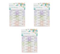JVL 12 Pack Soft Touch Mini Clothes Pegs - Pack of 3 (36 Total) - Assorted Colours