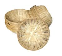 JVL 12 Round Wicker Bread Basket Small Woven Bamboo Hamper Basket Storage Snack Bowl