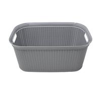 JVL 13-352GY Knit Design Loop Plastic Rectangular Linen Washing Basket with Handles, Grey, 36.5 x 56.5 x 25.5 cm, 38 Litres, Rectangle