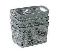 JVL 13-358GY Knit Design Loop Plastic Set of 3 Storage Box 1.5L, Grey 11 x 17 x 13, One size