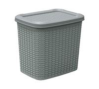 JVL 13-363GY Knit Design Loop Plastic Storage Box 10L, 21D x 29W x 27H cm, Grey, One Size