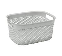 JVL 13-385IG Droplette Design Plastic Storage Basket, 6.6L, 15 x 29 x 22 cm Approx, Grey, One Size