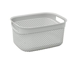 JVL 13-385IG Droplette Design Plastic Storage Basket, 6.6L, 15 x 29 x 22 cm Approx, Grey, One Size
