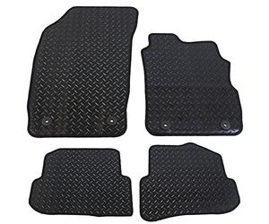 JVL 2201R Fully Tailored Rubber Car Mat with 4 Clips, Black, Set of 4
