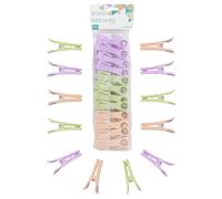 JVL 24 Pack Plastic Clip Clothes Pegs - Laundry Pegs - Assorted Colours