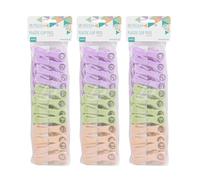 JVL 24 Pack Plastic Clip Clothes Pegs - Pack of 3 (72 Total) - Assorted Colours