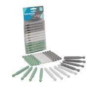 JVL 24 Pack Plastic Dolly Clothes Pegs - Traditional Style Washing Line Pegs - Assorted Colours