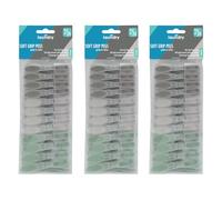 JVL 24 Pack Soft Grip Plastic Clothes Pegs - Pack of 3 (72 Total Pegs) - Assorted Colours