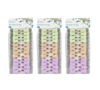 JVL 24 Pack Soft Touch Clip Clothes Pegs - Pack of 3 (72 Total) - Assorted Colours