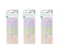 JVL 24 Pack Soft Touch Leaf Clothes Pegs - Pack of 3 (72 Total) - Assorted Colours