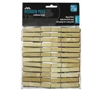 24-Piece Strong Wooden Retro Vintage Clothes Pegs JVL Brown 1 Pack