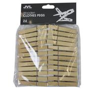 Jvl 24-Piece Strong Wooden Retro Vintage Clothes Pegs