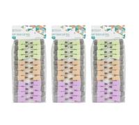 Jvl 24 Soft Touch Clip Clothes Pegs Pack Of 3 (72 Total) - Assorted Colours