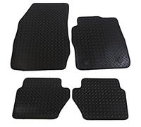 JVL 2440R Fully Tailored Rubber Car Mat with 2 Round Clips, Black, Set of 4