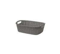 JVL 3L Loop Knitted Effect Grey Rectangle Plastic Storage Basket 27Cm X 20Cm X 10Cm