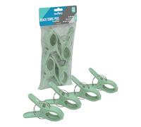 JVL 4 Pack Beach Towel Pegs - Large Strong Towel Clips for Sun Lounger & Windy Conditions - Green
