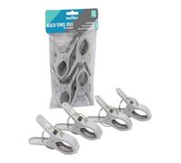 JVL 4 Pack Beach Towel Pegs - Large Strong Towel Clips for Sun Lounger & Windy Conditions - Light Grey