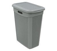 JVL 43L Knit Design Slim Laundry Basket, Grey, H:55 x W:46 x D:29cm Approx,13-365GY
