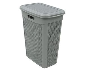 JVL 43L Knit Design Slim Laundry Basket, Grey, H:55 x W:46 x D:29cm Approx,13-365GY