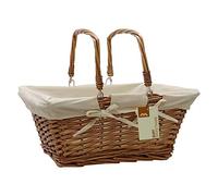 JVL 49-24-306A Split Shopping/Hamper Storage Basket with Cream Lining, Buff Willow, One Size