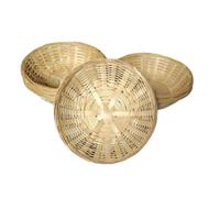 JVL 6 Round Wicker Bread Basket Small Woven Bamboo Hamper Basket Storage Snack Bowl