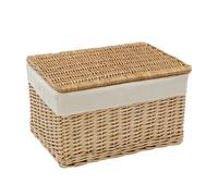 JVL Acacia Rectangular Willow Hampers with Lids - Set of 3, Honey Finish