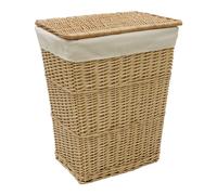 Hand Woven Acacia Rectangular Laundry Willow Basket with Lid JVL Gold M