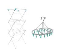 3 Tier Airer with Oval Sock Dryer JVL White Medium