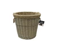 JVL Antique Wash Round Lined Chunky log Basket in Brown JVL Brown