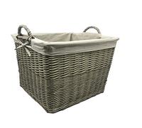 Antique Wash Willow Lined Log basket JVL Brown One Size
