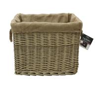 JVL Antiques Wash Canvas Lined Rectangle Log Basket with Rope Handles