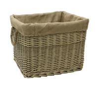 Jvl Antiques Wash Canvas Lined Rectangle Log Basket With Rope Handles