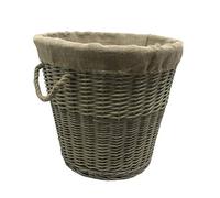 Antique Wash Round Lined Chunky log Basket JVL Brown One Size