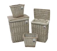 Jvl Arianna Rectangular Willow Baskets, Grey Wash