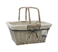 JVL Arianna Rectangular Willow Shopping Basket, Grey Wash